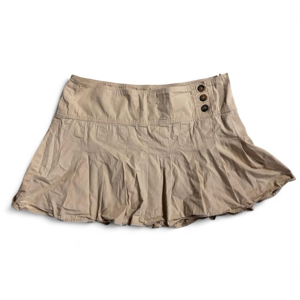 SOLD- Y2k Tan Mini Skirt with 3 Button Detail